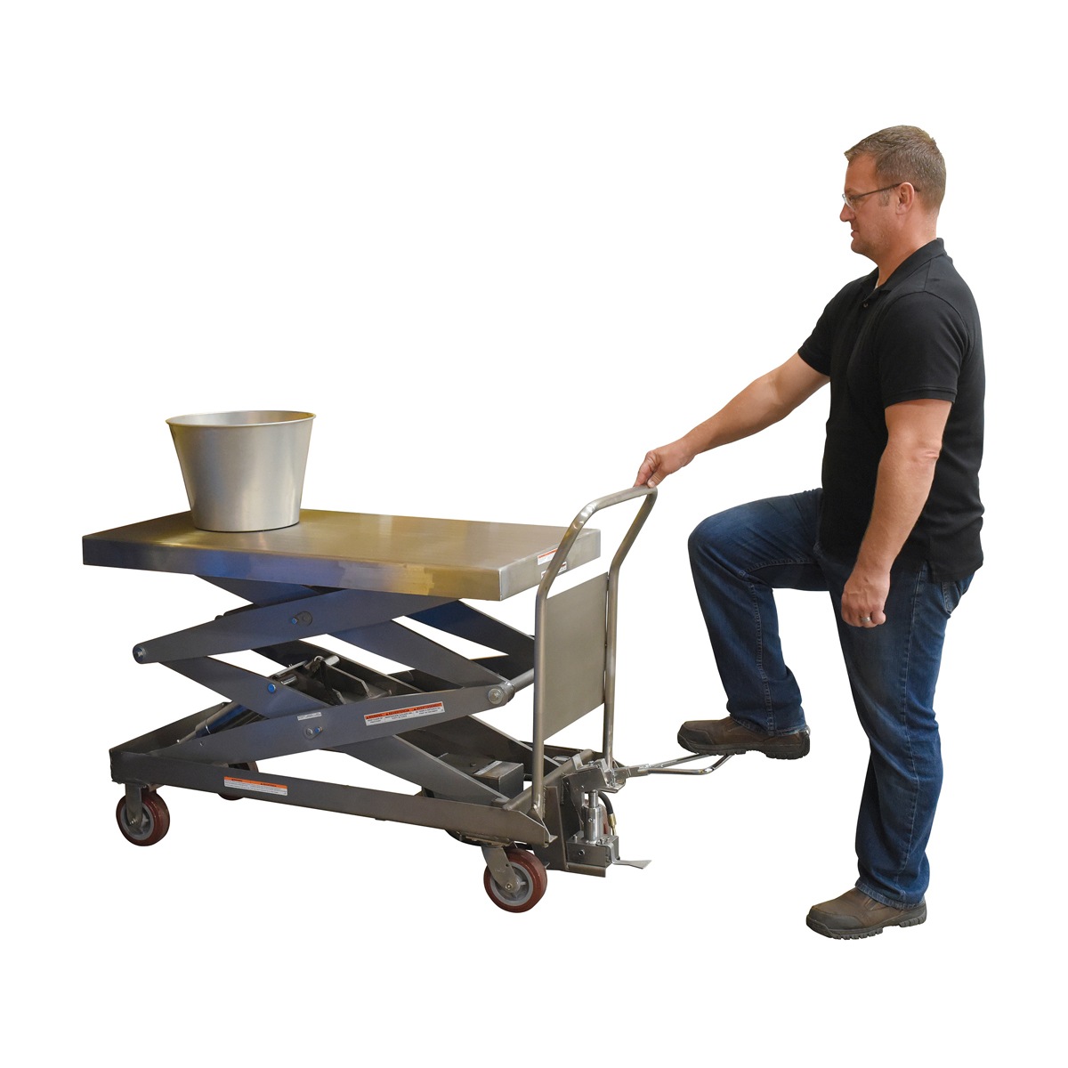 Vestil CART-1500-D-TS-PSS Partially Stainless Steel Elevating Cart 1.5K 24"X47.5"