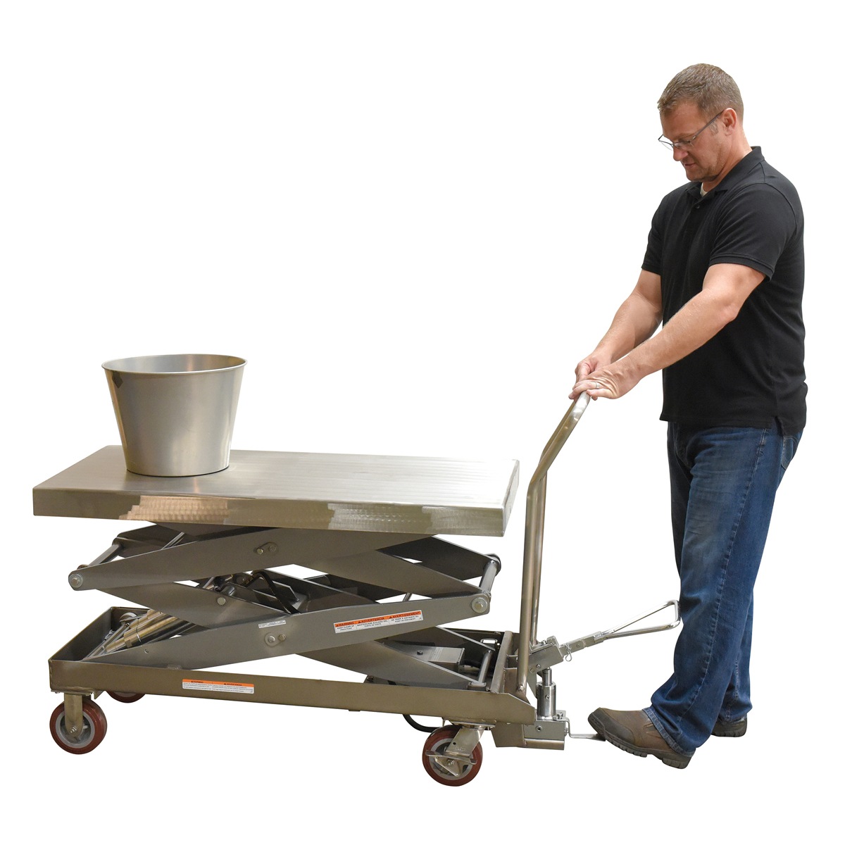 Vestil CART-1500-D-TS-PSS Partially Stainless Steel Elevating Cart 1.5K 24"X47.5"
