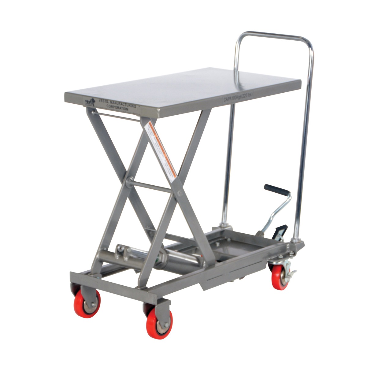 Vestil CART-200-ALUM Aluminum Elevating Cart 220LB 15.75"X27"
