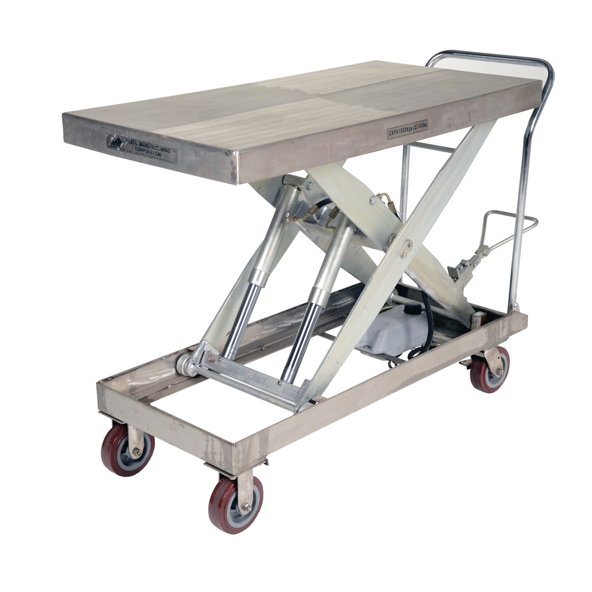 Vestil CART-2000-PSS Partially Stainless Steel Elevating Cart 2K 24" X 47"