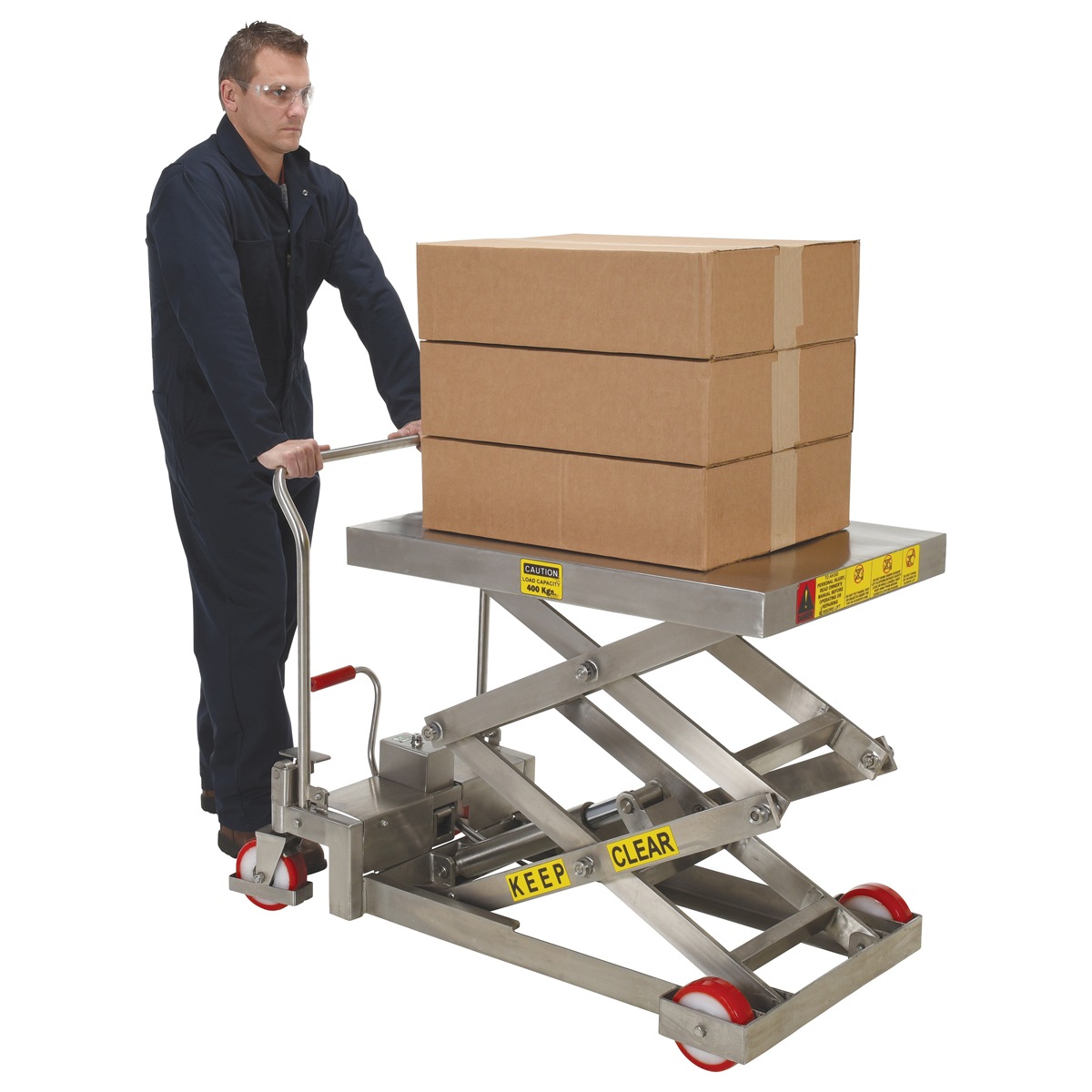 Vestil CART-800-D-SS Stainless Steel Scissor Cart 800 LBs