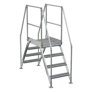 Vestil Aluminum Cross Over Ladder 4 Step