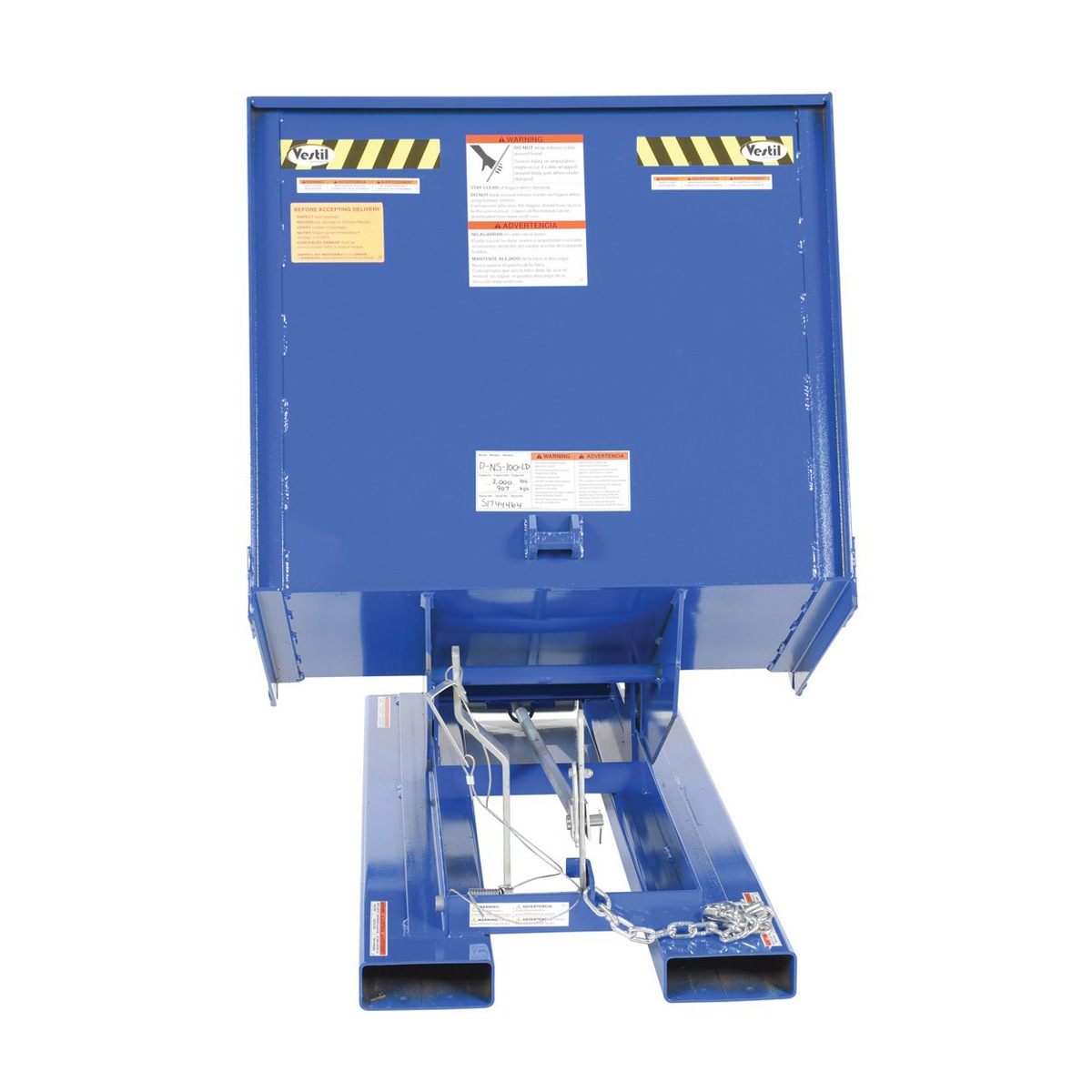 Vestil D-NS-100-LD Open Sided Hopper Light Duty