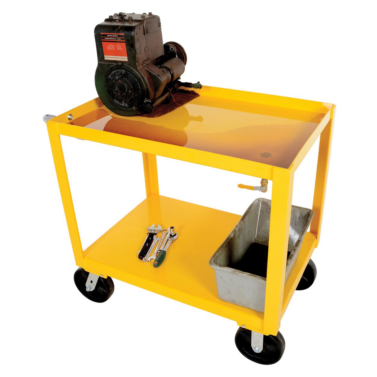 Vestil Ergo Handle Cart W/Drain Yellow