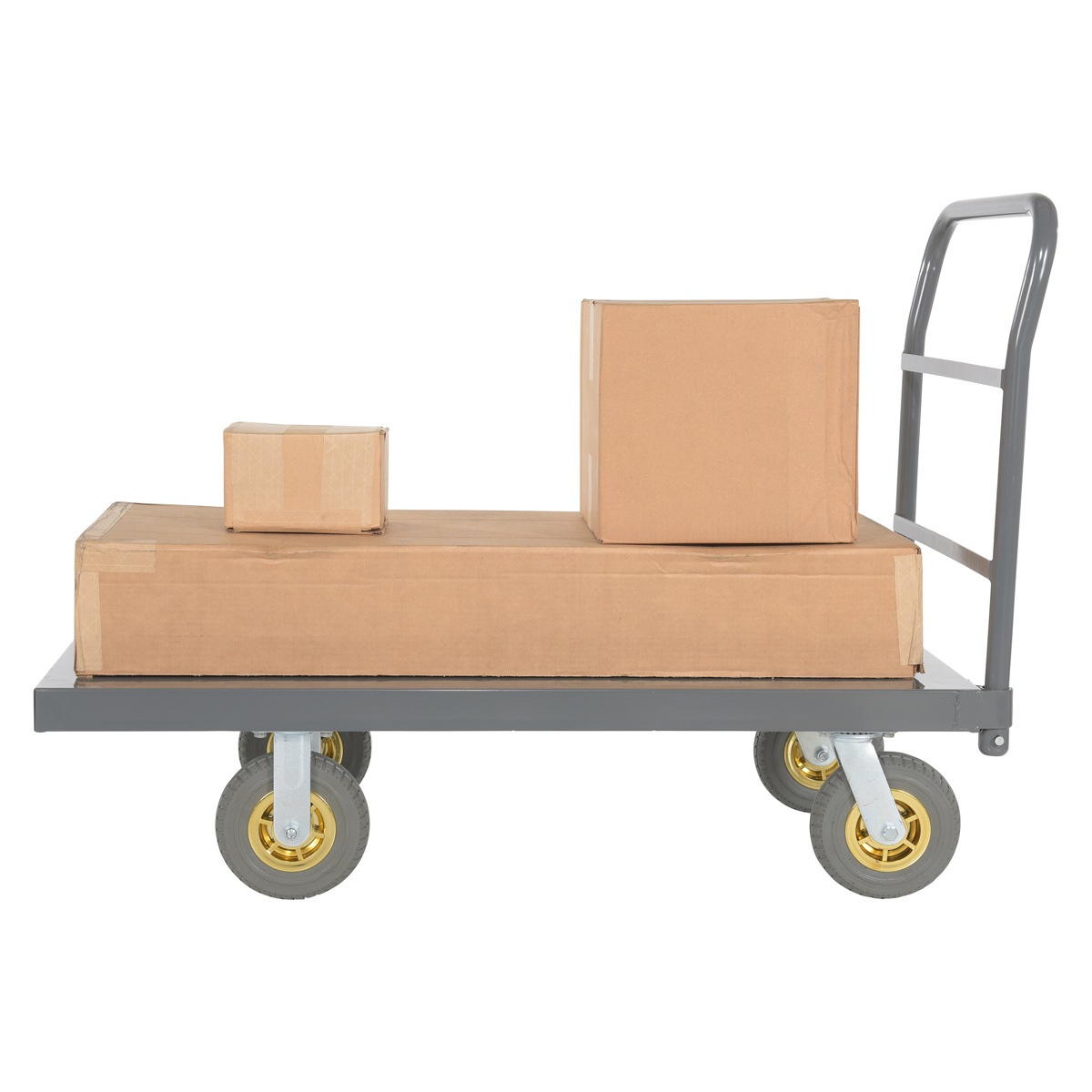 Vestil ECSPT-2448-C9D Steel Platform Truck W/ 8"X2" Flat-Free (Gray)