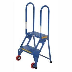 Vestil FLAD-2 Folding 2 Step Ladder with Wheels