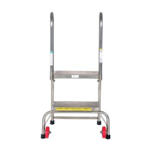 Vestil FLAD-2-SS Folding 2 Step Ladder W/Wheels Stainless Steel