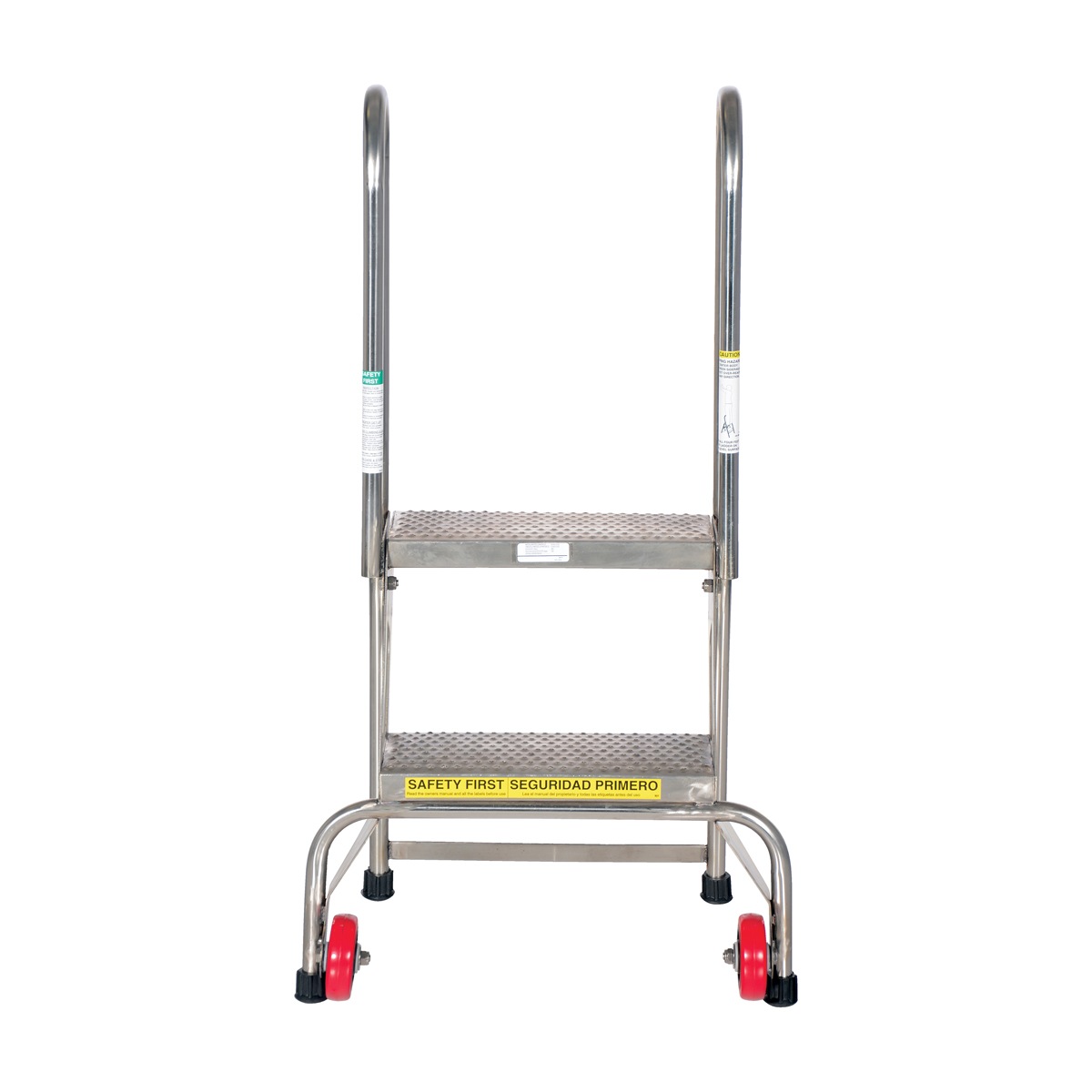 Vestil FLAD-2-SS Folding 2 Step Ladder W/Wheels Stainless Steel
