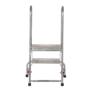 Vestil FLAD-2-SS Folding 2 Step Ladder W/Wheels Stainless Steel