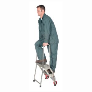 Vestil FLAD-2-SS Folding 2 Step Ladder W/Wheels Stainless Steel