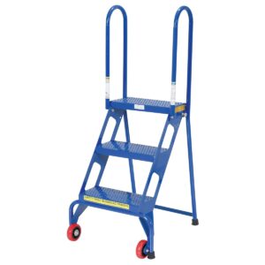 Vestil FLAD-3 Folding 3 Step Ladder with Wheels