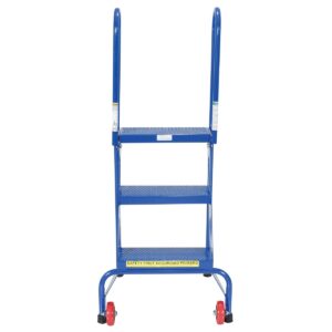 Vestil FLAD-3 Folding 3 Step Ladder with Wheels