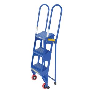 Vestil FLAD-3 Folding 3 Step Ladder with Wheels