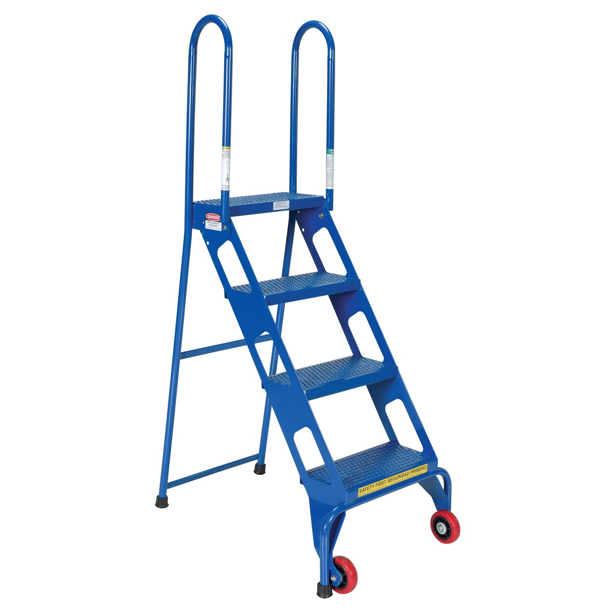 Vestil FLAD-4 Folding 4 Step Ladder with Wheels