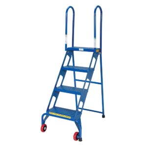 Vestil FLAD-4 Folding 4 Step Ladder with Wheels
