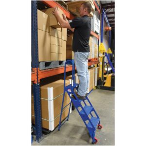 Vestil FLAD-4 Folding 4 Step Ladder with Wheels