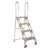 Vestil FLAD-4-SS Folding 4 Step Ladder W/Wheels Stainless Steel