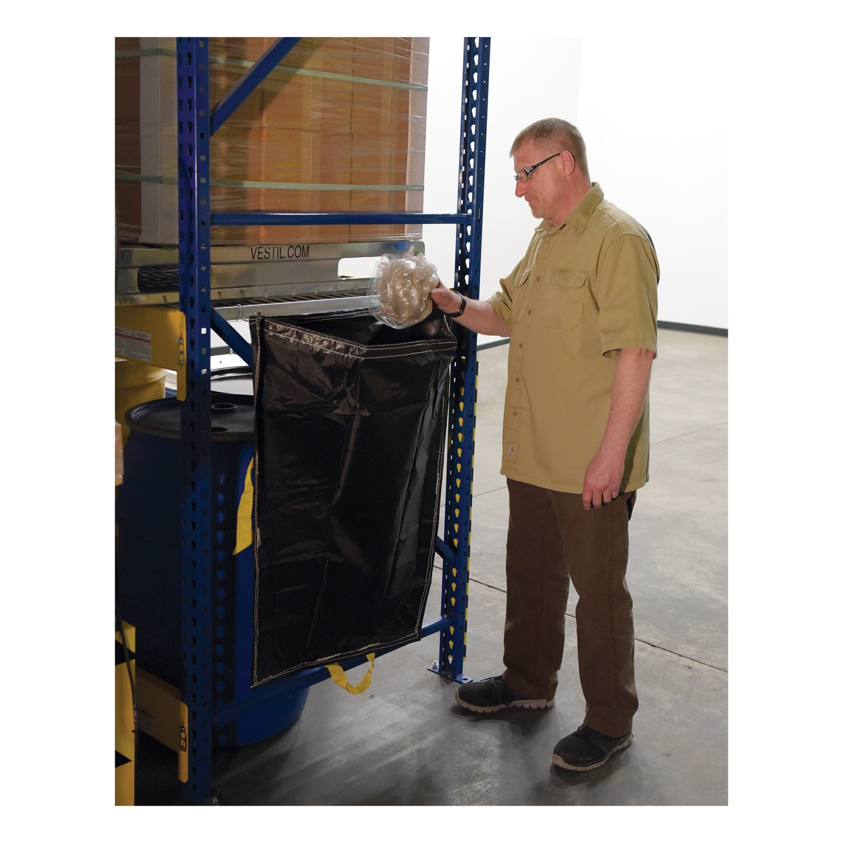 Vestil PRTD-TB-BK-5PK Black Pallet Rack Trash Bag - 5 Pack