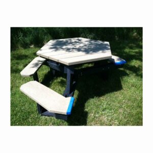 Vestil PT-PHX-3944-BKCD-ADA Picnic Table Poly Hex 3944 Black Leg Cedar Top-ADA