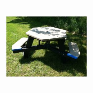 Vestil PT-PHX-3944-BKCD-ADA Picnic Table Poly Hex 3944 Black Leg Cedar Top-ADA