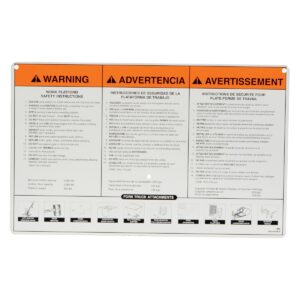 Vestil WP-WS Work Platform Warning Sign W/ Hardware