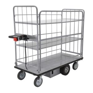 Vestil EMHC-2860-4 Electric Material Handling Cart Sides 2-Shelves 28 x 60