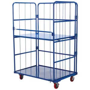 Vestil ROL-3143-2 Blue Nestable Roller Container 2 Shelf
