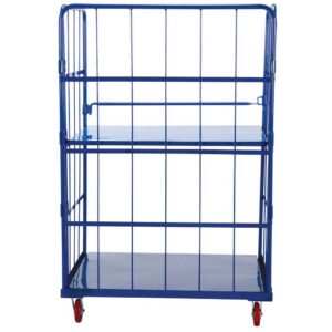 Vestil ROL-3143-2 Blue Nestable Roller Container 2 Shelf