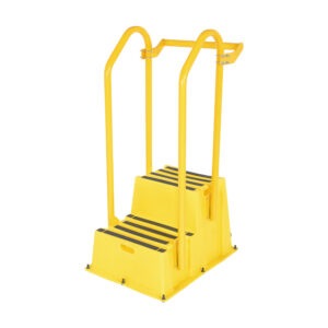 Vestil SPN-2-YL-HR-BR-PO Polyethylene Nestable w/Hand & Back Rails Port 2 Step