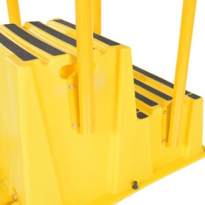 Vestil SPN-2-YL-HR-BR-PO Polyethylene Nestable w/Hand & Back Rails Port 2 Step