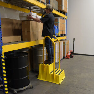 Vestil SPN-2-YL-HR-PO Polyethylene Nestable with Handrails Port 2 Step