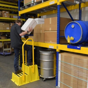 Vestil SPN-2-YL-HR-PO Polyethylene Nestable with Handrails Port 2 Step