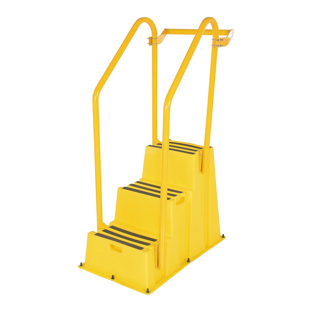 Vestil SPN-3-YL-HR-BR-PO Polyethylene Nestable w/Hand & Back Rails Port 3 Step