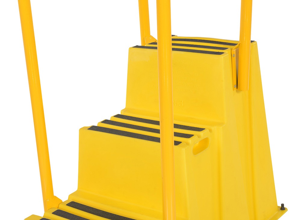 Vestil SPN-3-YL-HR-BR-PO Polyethylene Nestable w/Hand & Back Rails Port 3 Step