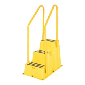 Vestil SPN-3-YL-HR-PO Polyethylene Nestable with Handrails Port 3 Step