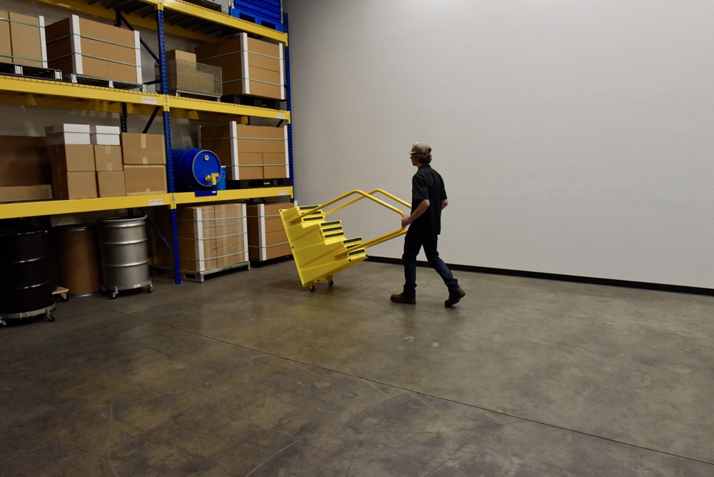 Vestil SPN-3-YL-HR-PO Polyethylene Nestable with Handrails Port 3 Step