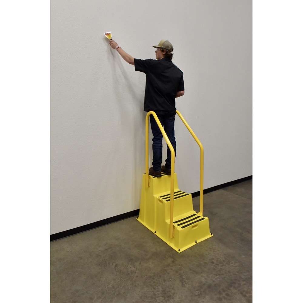 Vestil SPN-3-YL-HR-PO Polyethylene Nestable with Handrails Port 3 Step