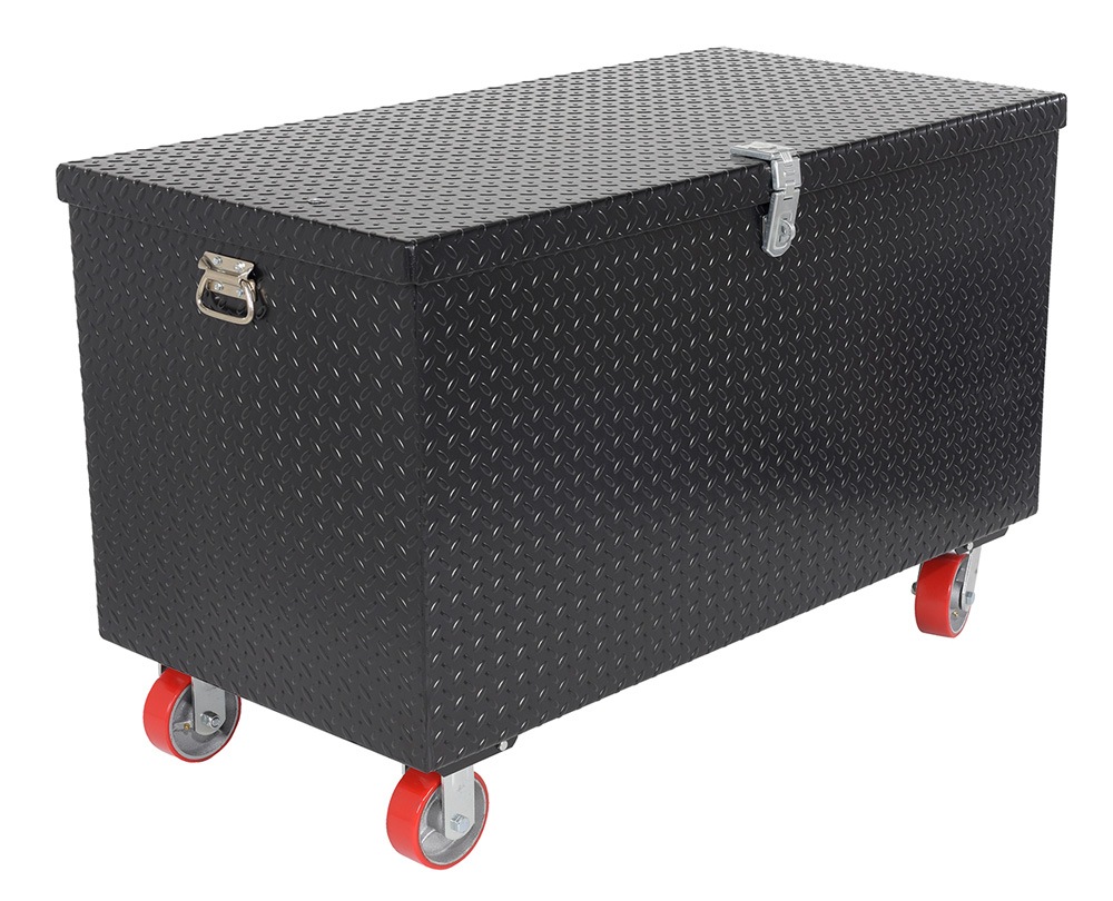 Vestil Steel Tread Plate Black Toolbox with Casters